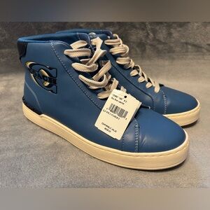 Coach Men’s Clip High Top Leather Sneakers - Size 8D - Sky Blue - CE950